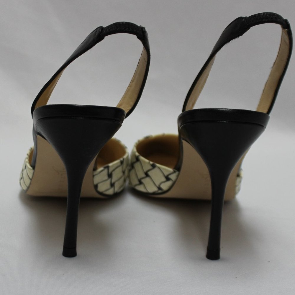 Ivanka Off-White and Black Slingback Heels - Picture 5 of 10